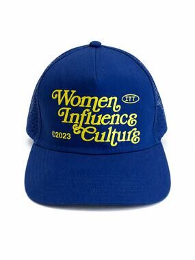Women Influence Culture Blue and Yellow Trucker Hat